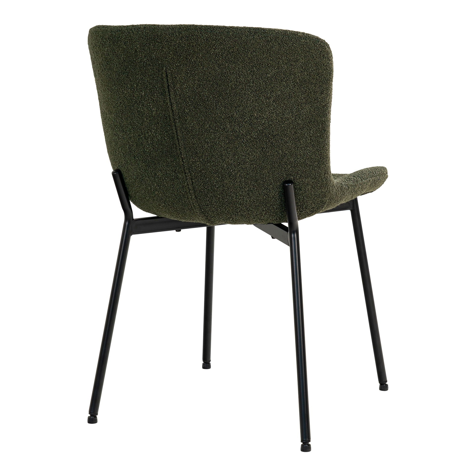 Chaise de salle à manger, bouclé, vert foncé, pieds noirs