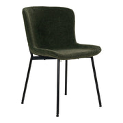 Chaise de salle à manger, bouclé, vert foncé, pieds noirs