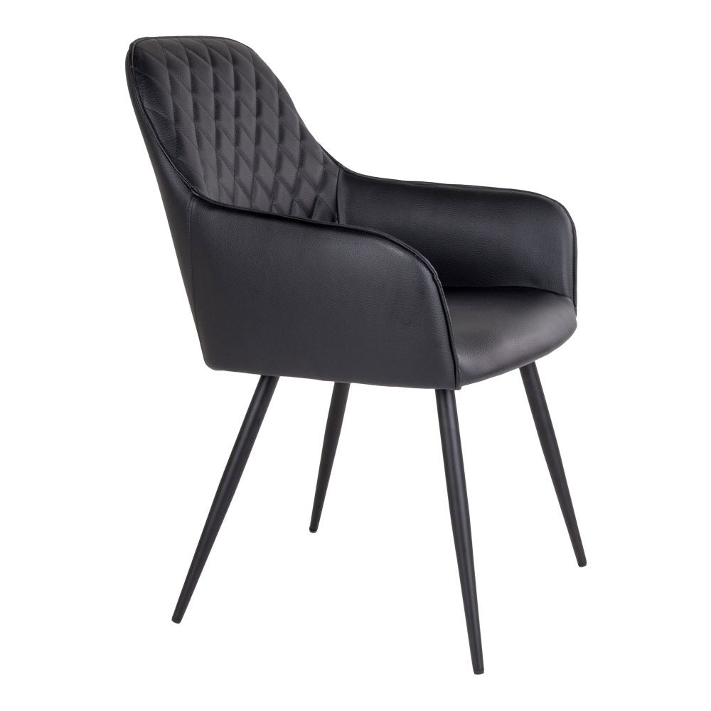 Chaise de salle à manger, cuir PU, noir, pieds noirs