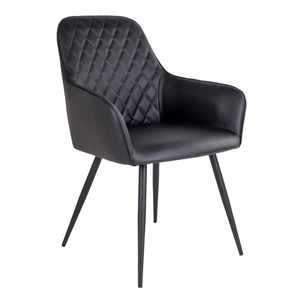 Chaise de salle à manger, cuir PU, noir, pieds noirs