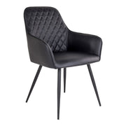 Chaise de salle à manger, cuir PU, noir, pieds noirs