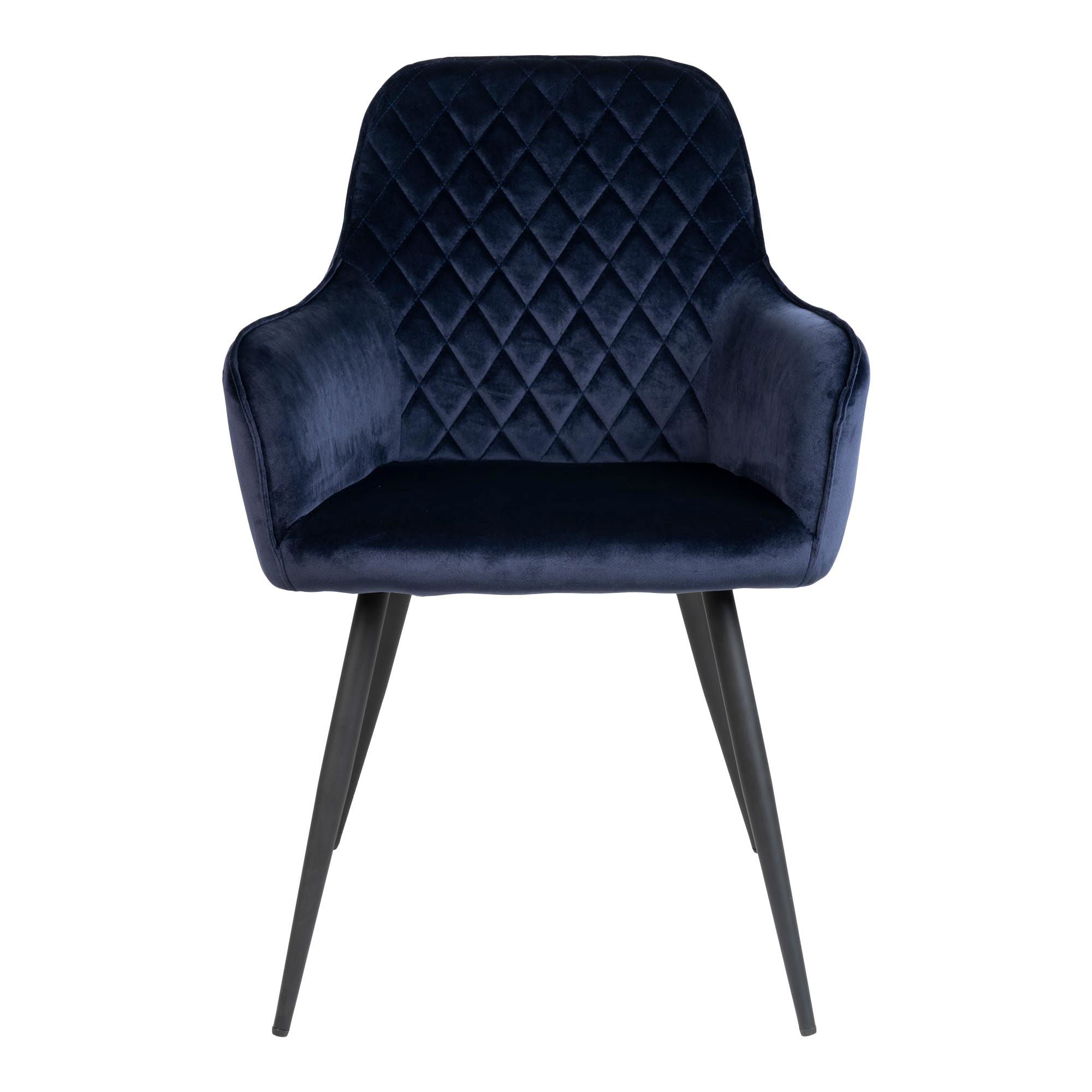 Chaise de salle à manger, velours, bleu, pieds noirs