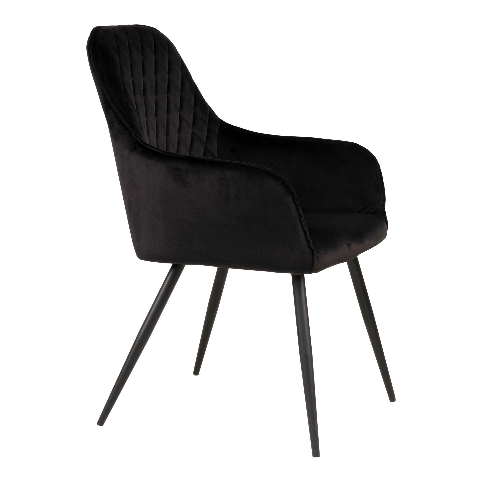 Chaise de salle à manger, velours, noir, pieds noirs