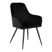 Chaise de salle à manger, velours, noir, pieds noirs