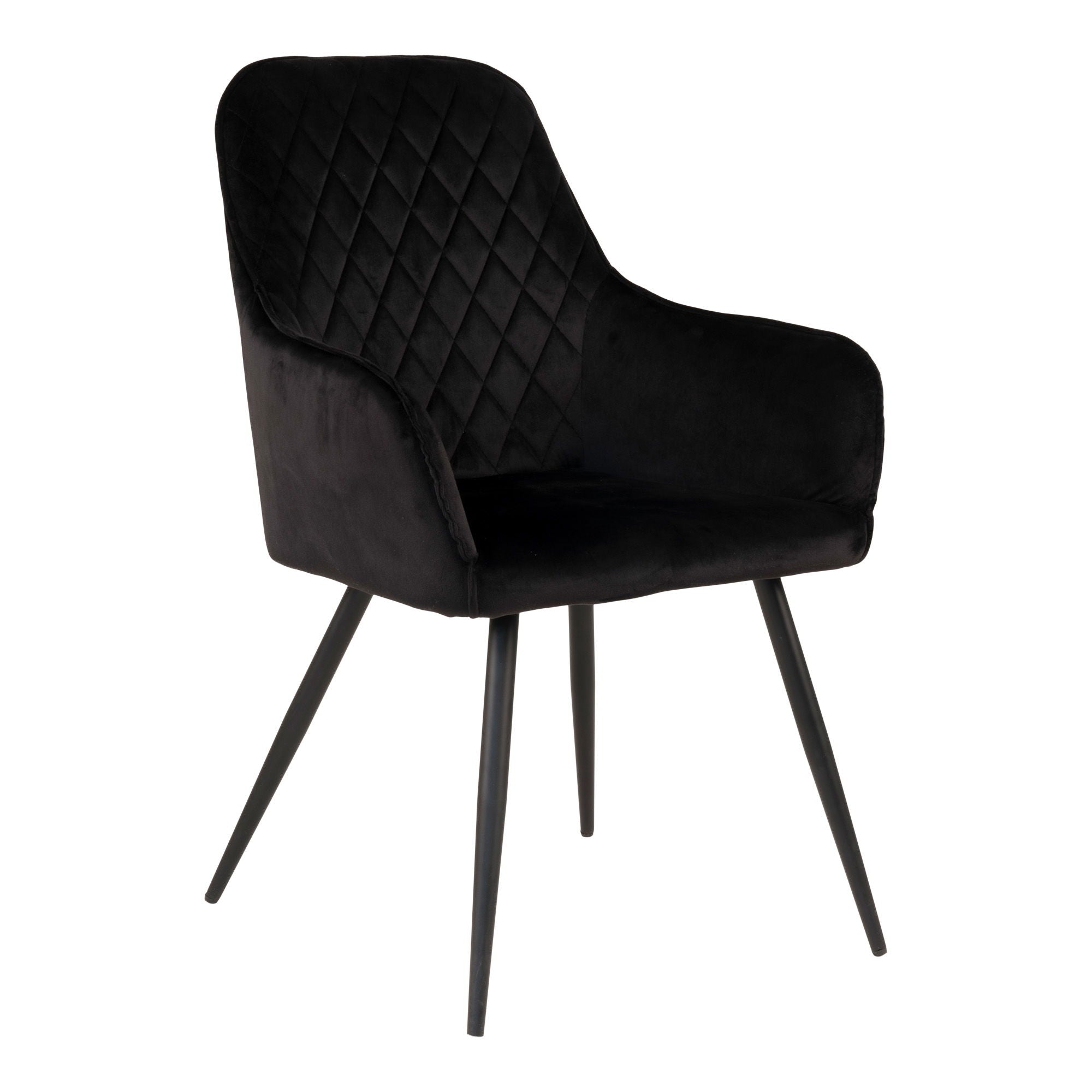 Chaise de salle à manger, velours, noir, pieds noirs