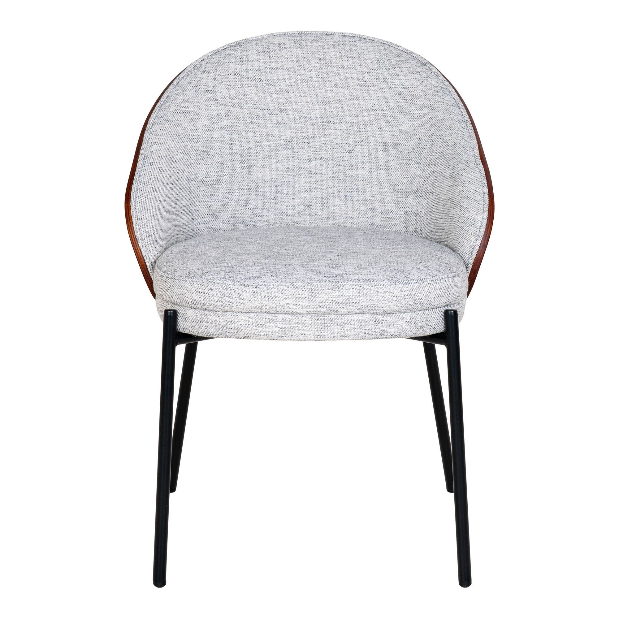 Chaise de salle à manger, gris clair avec dossier brun foncé et pieds noirs