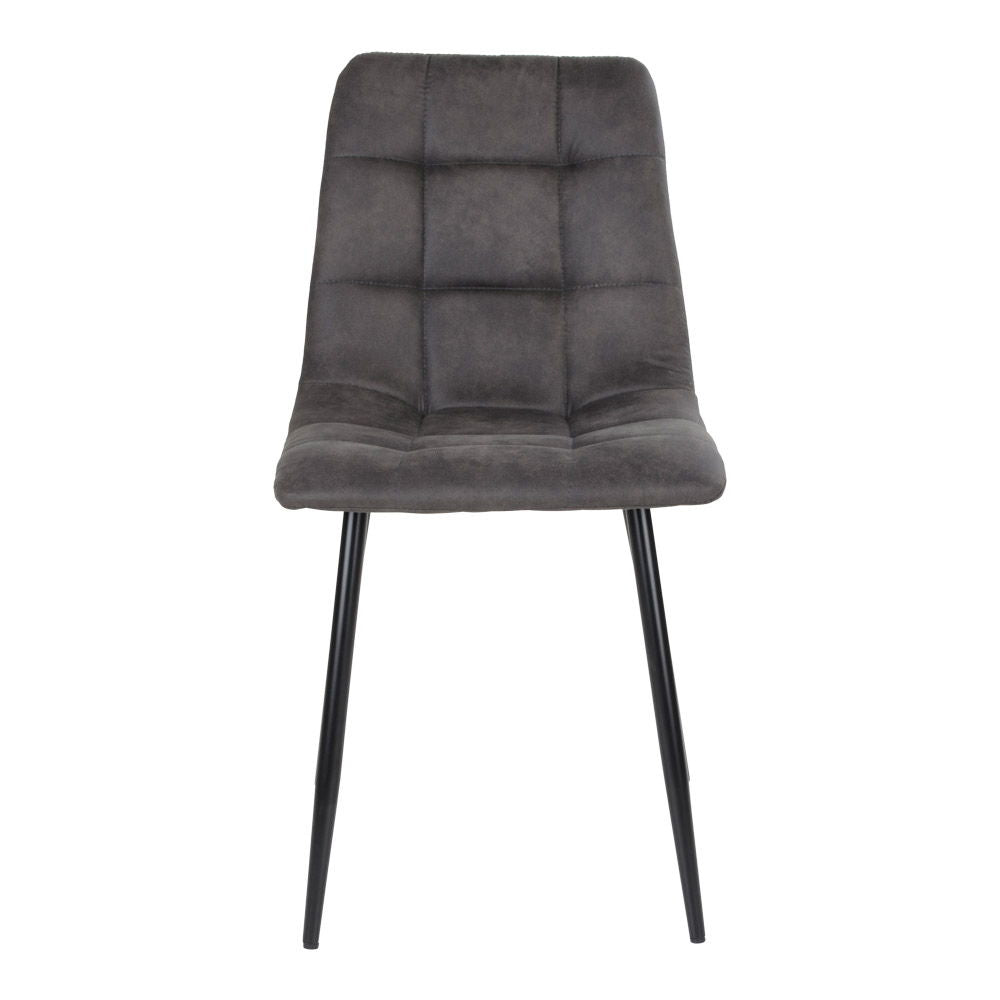 Chaise de salle à manger, microfibre, gris foncé, pieds noirs