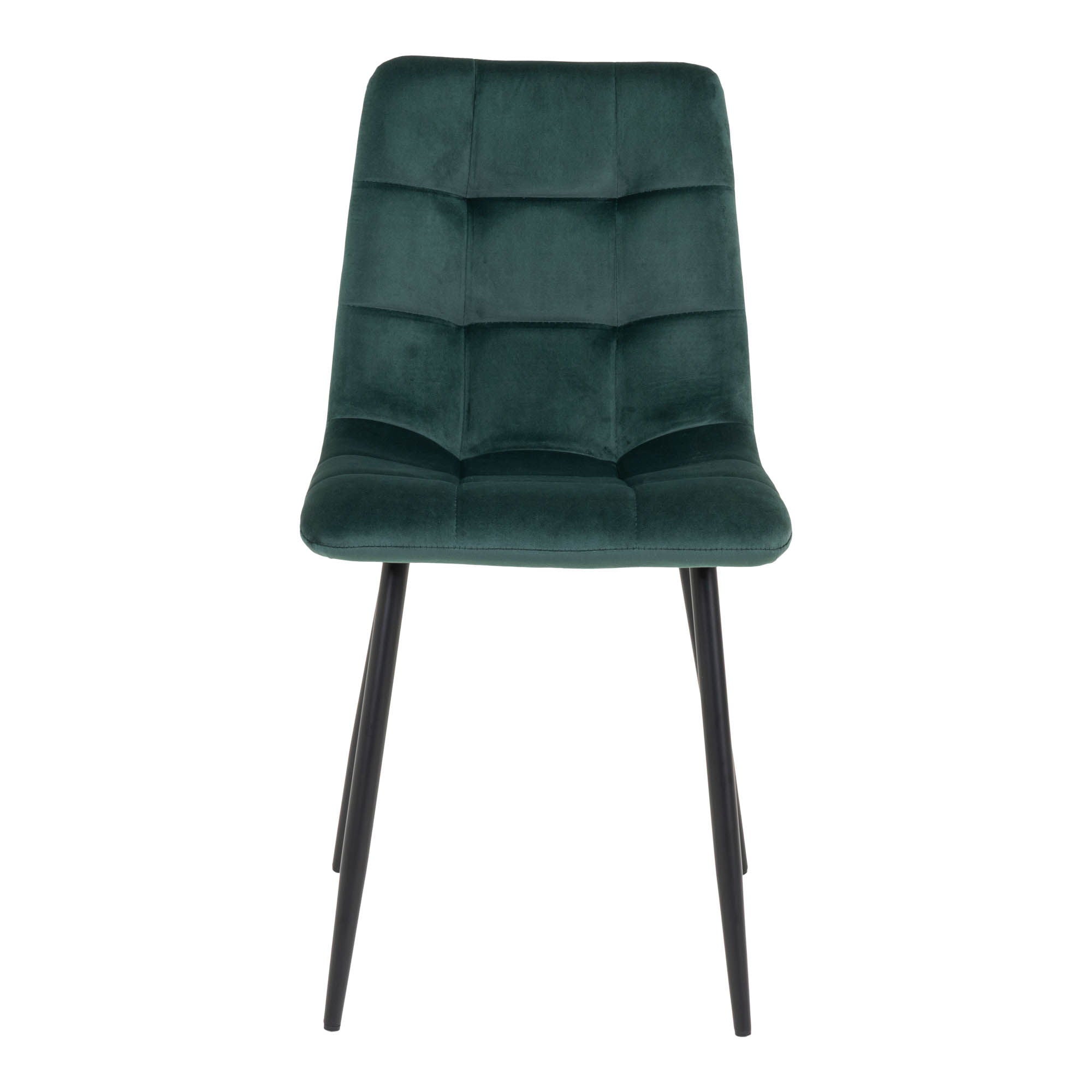 Chaise de salle à manger, velours, vert foncé, pieds noirs