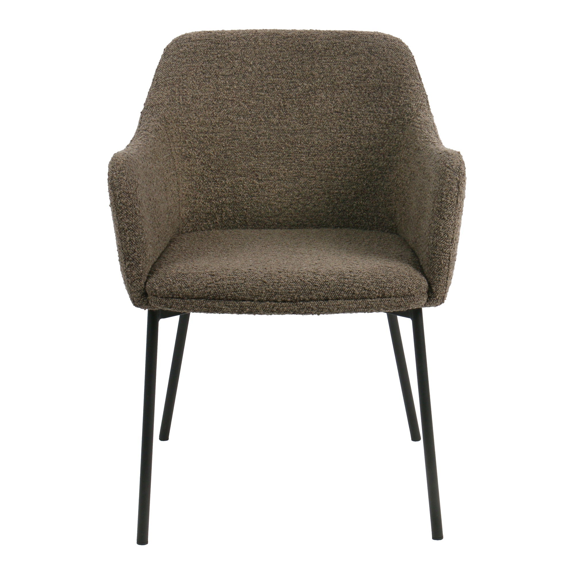 Chaise de salle à manger, bouclé, brun, pieds noirs