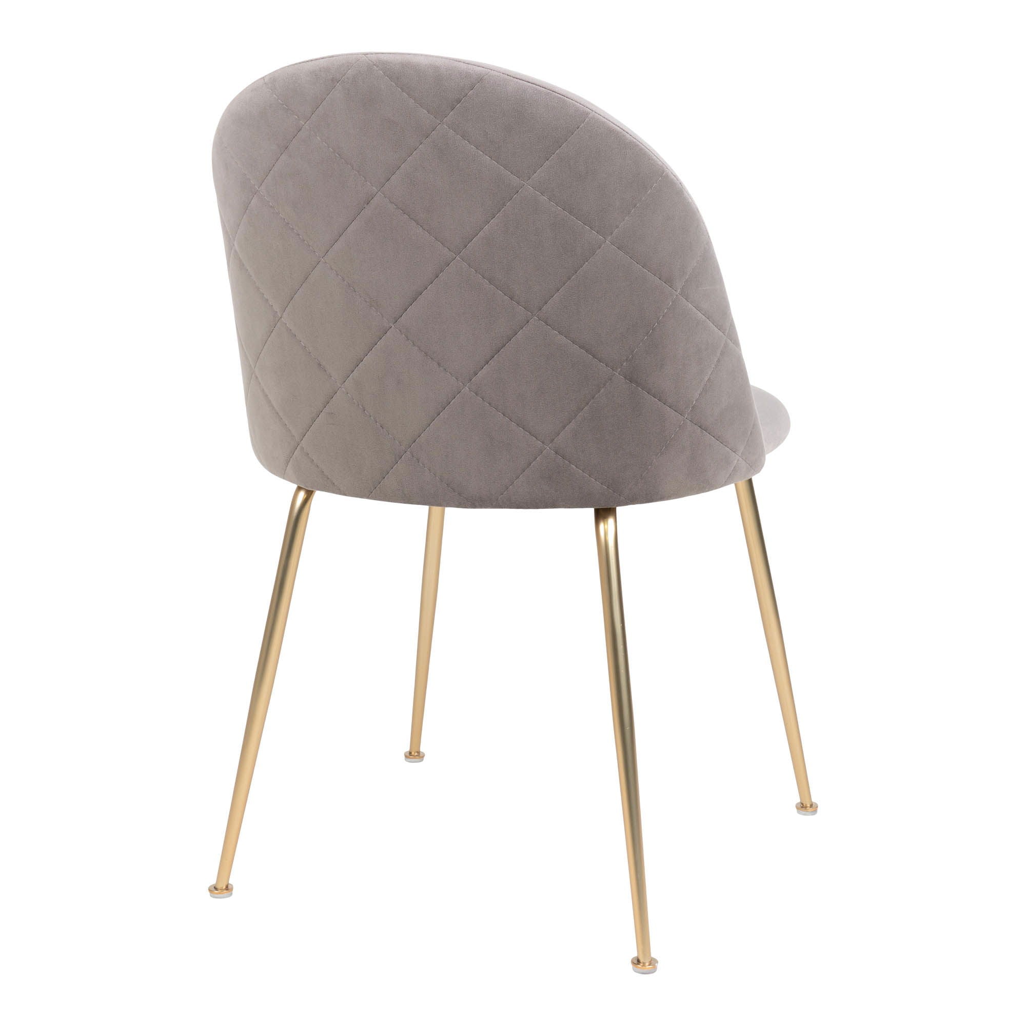 Chaise de salle à manger, velours, grise, pieds effet laiton