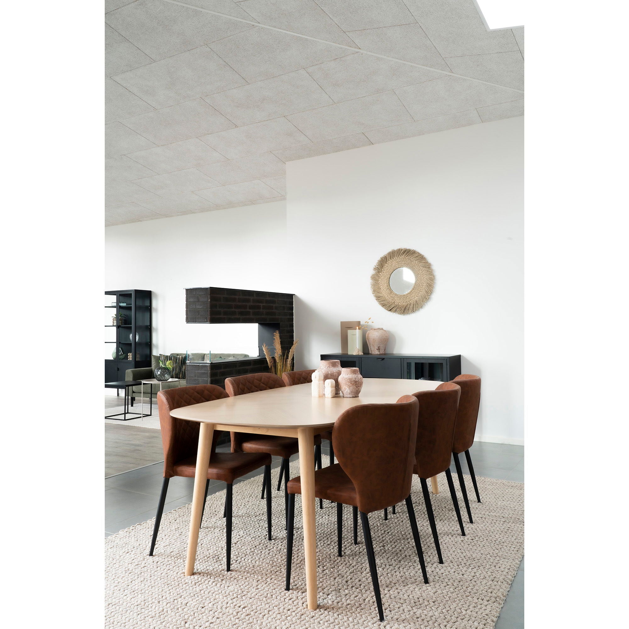 Chaise de salle à manger, cuir PU, marron vintage, pieds noirs