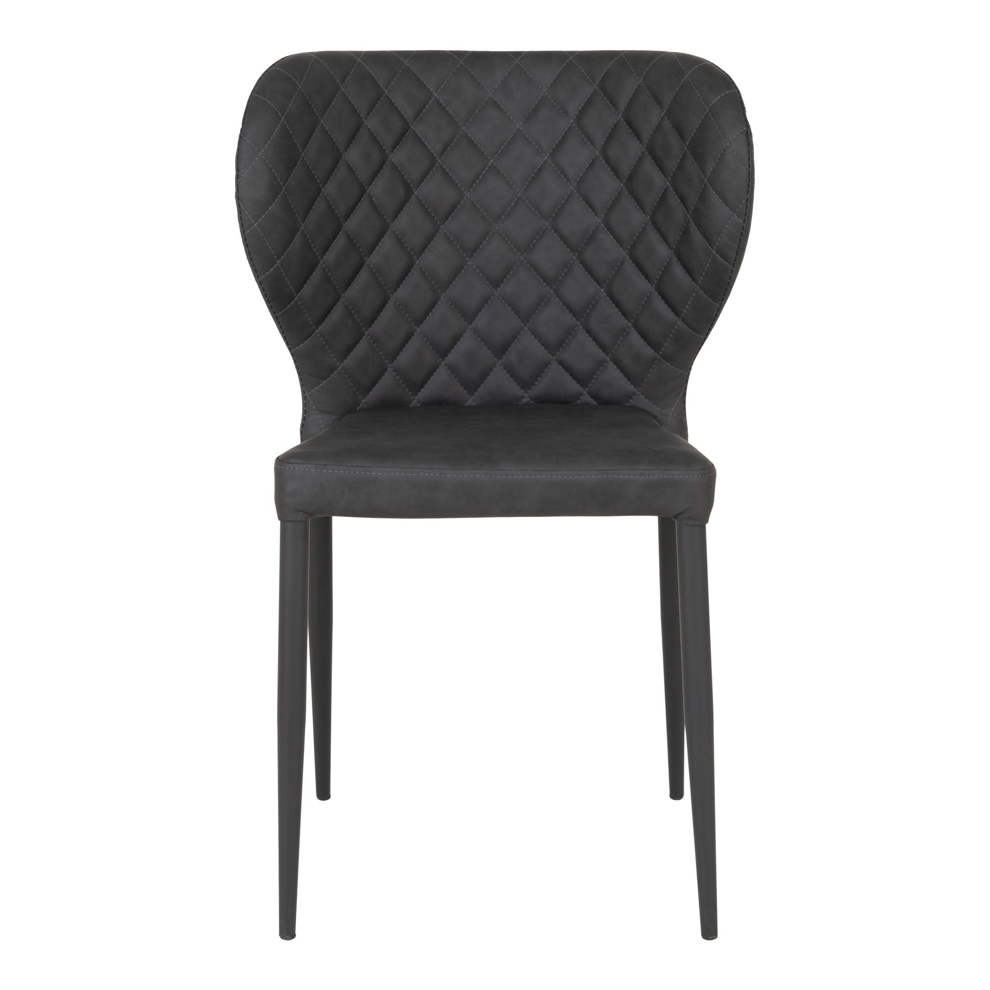Chaise de salle à manger, cuir PU, gris foncé, pieds noirs