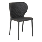 Chaise de salle à manger, cuir PU, gris foncé, pieds noirs