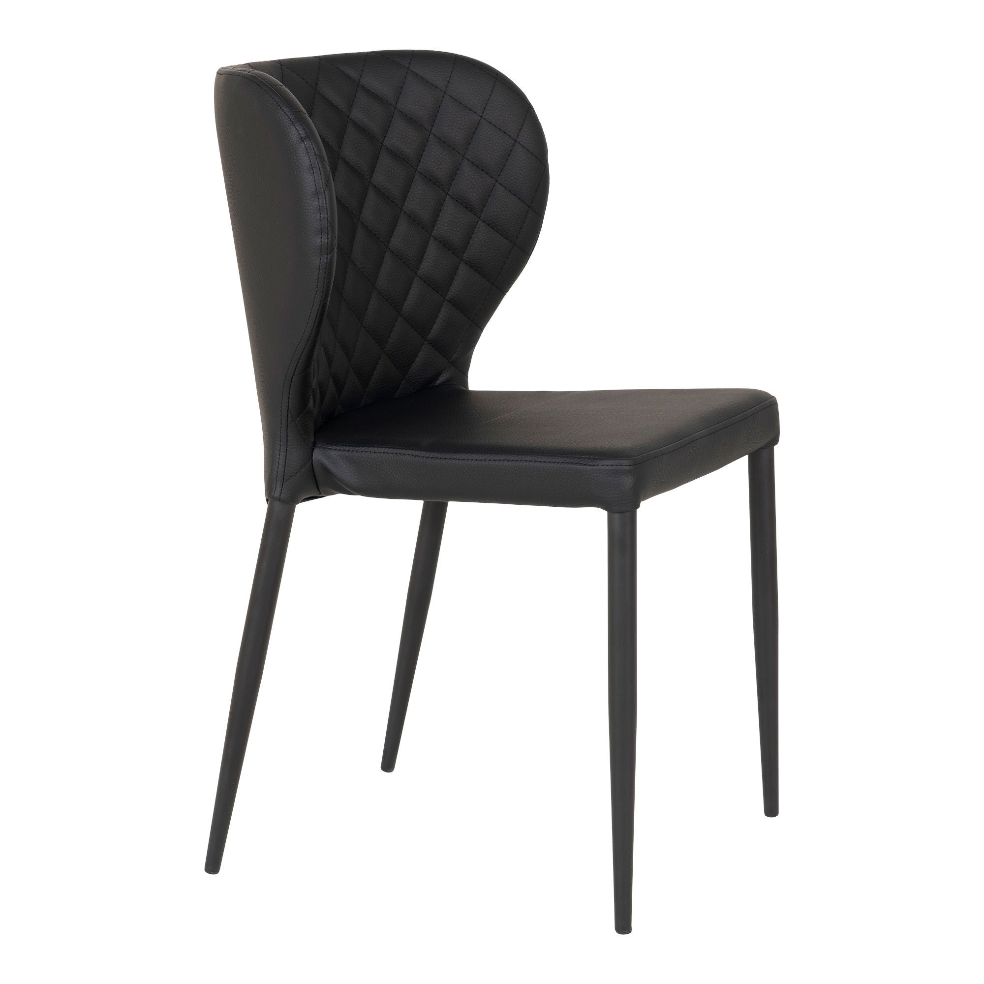 Chaise de salle à manger, cuir PU, noire, pieds noirs