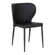 Chaise de salle à manger, cuir PU, noire, pieds noirs