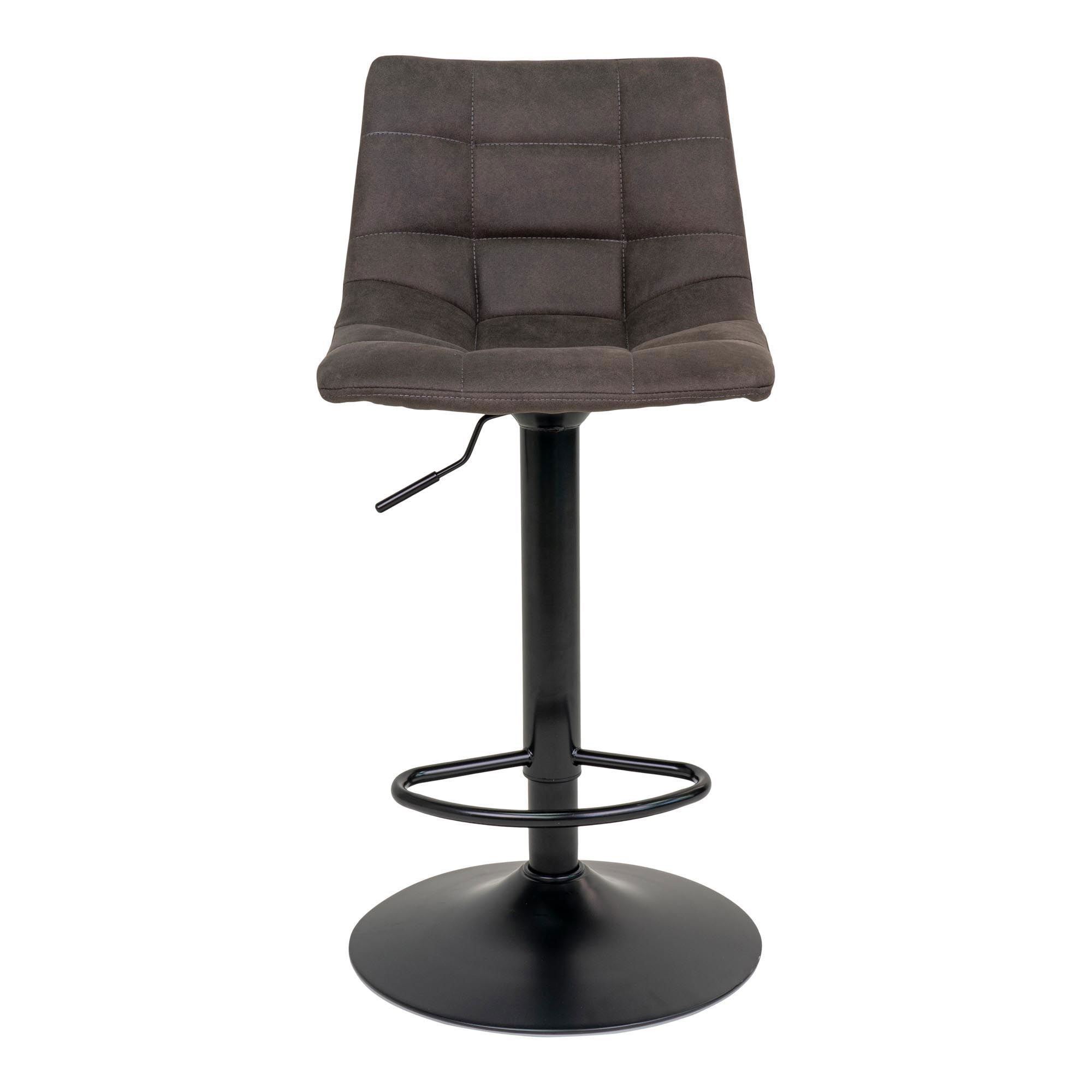 Chaise de bar, microfibre, gris foncé, pieds noirs