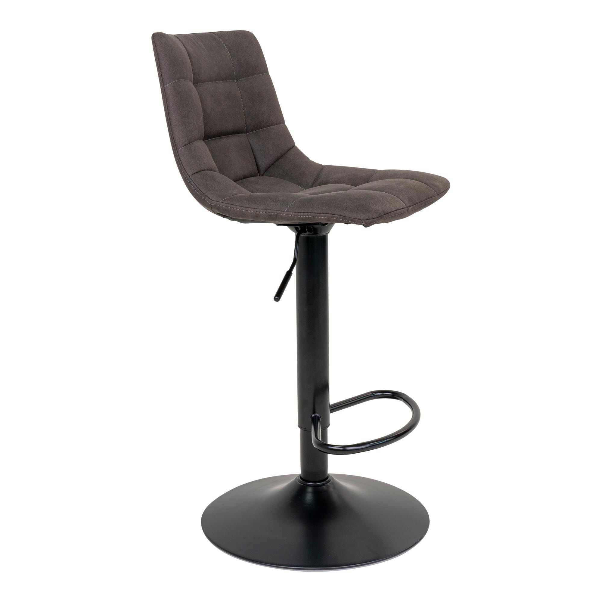 Chaise de bar, microfibre, gris foncé, pieds noirs