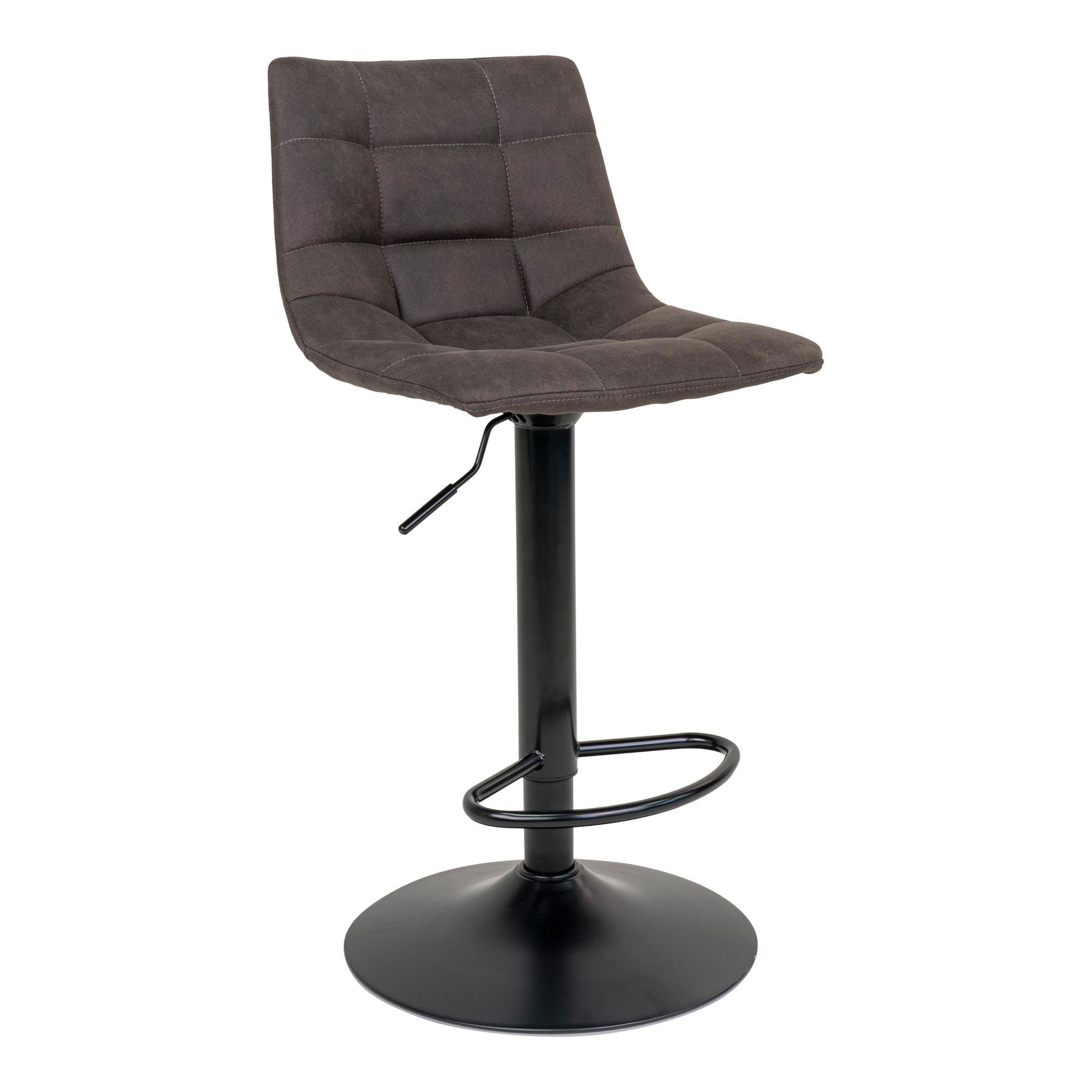 Chaise de bar, microfibre, gris foncé, pieds noirs
