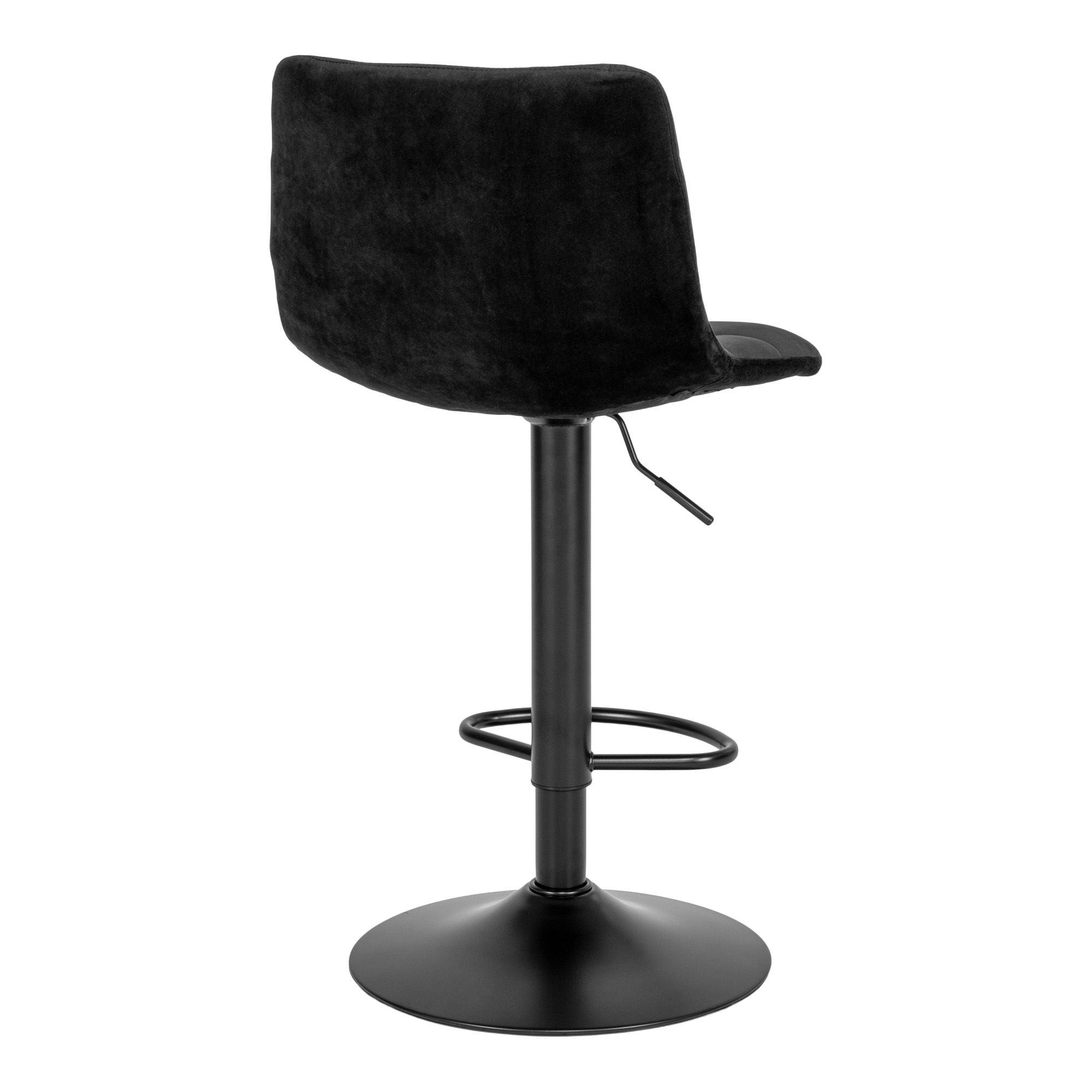 Chaise de bar, velours, noir, pieds noirs