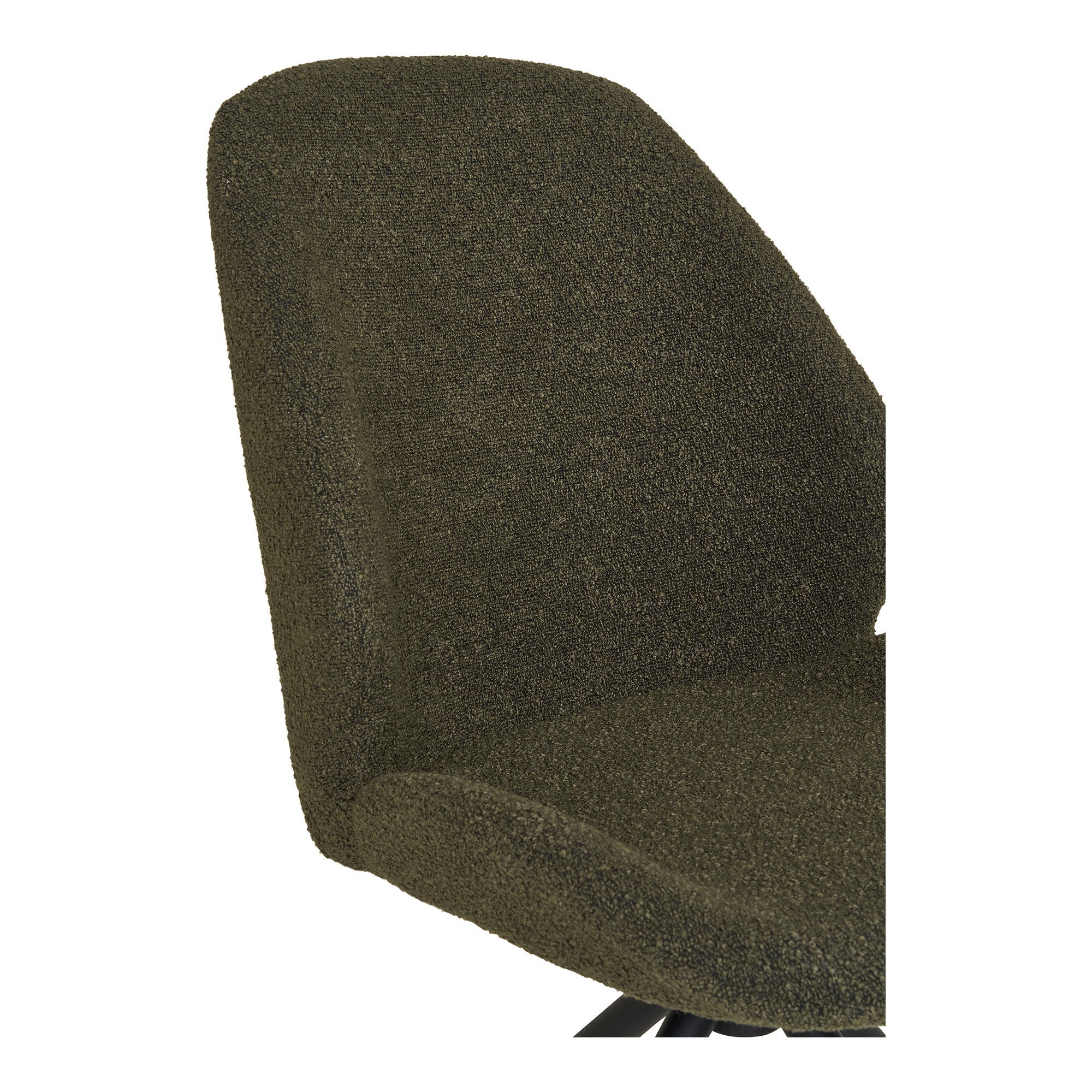 Chaise de salle à manger pivotante, bouclé, vert, pieds noirs