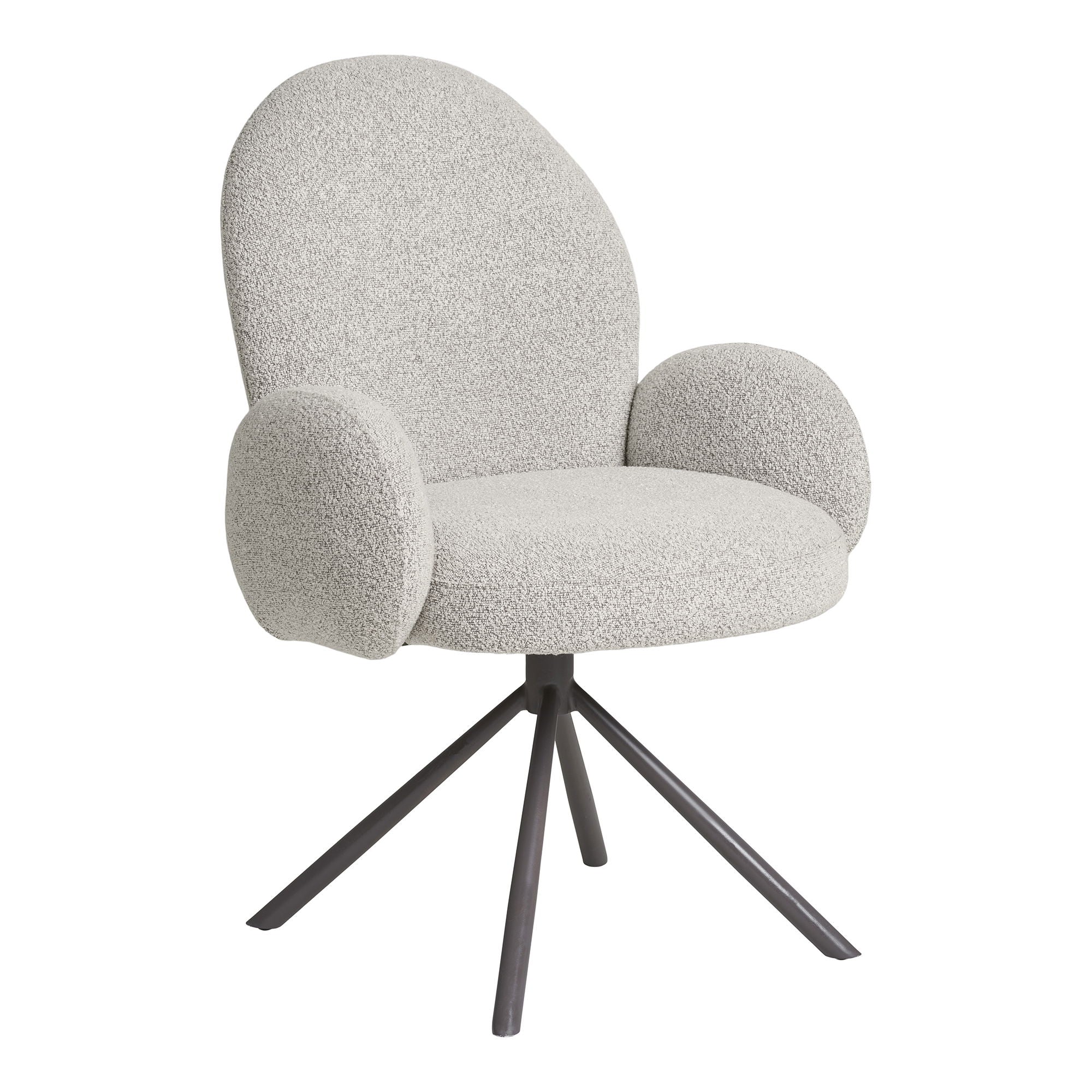 Chaise de salle à manger pivotante avec accoudoirs, bouclé, sable, pieds gris