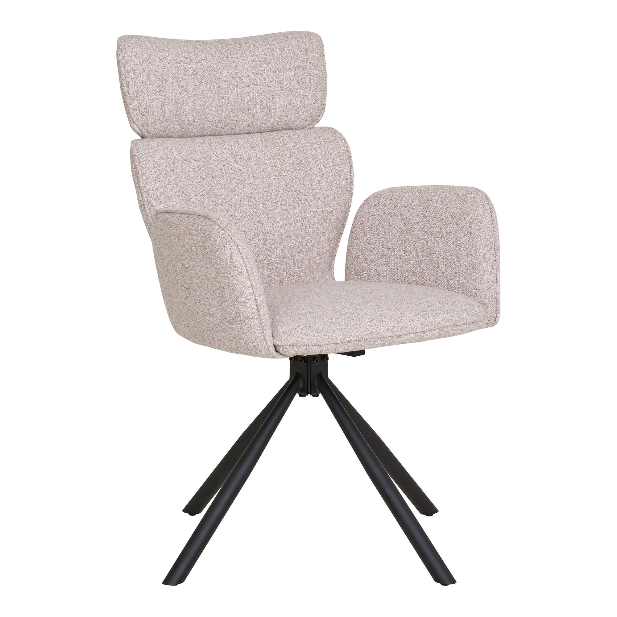 Chaise de salle à manger pivotante, sable, pieds noirs