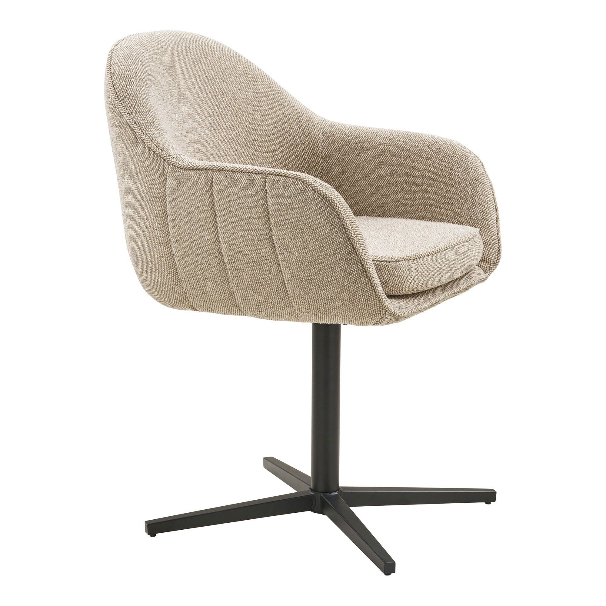 Chaise de salle à manger pivotante, gris clair, pieds noirs