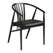 Chaise de salle à manger, bois de hêtre avec assise en PU, noir