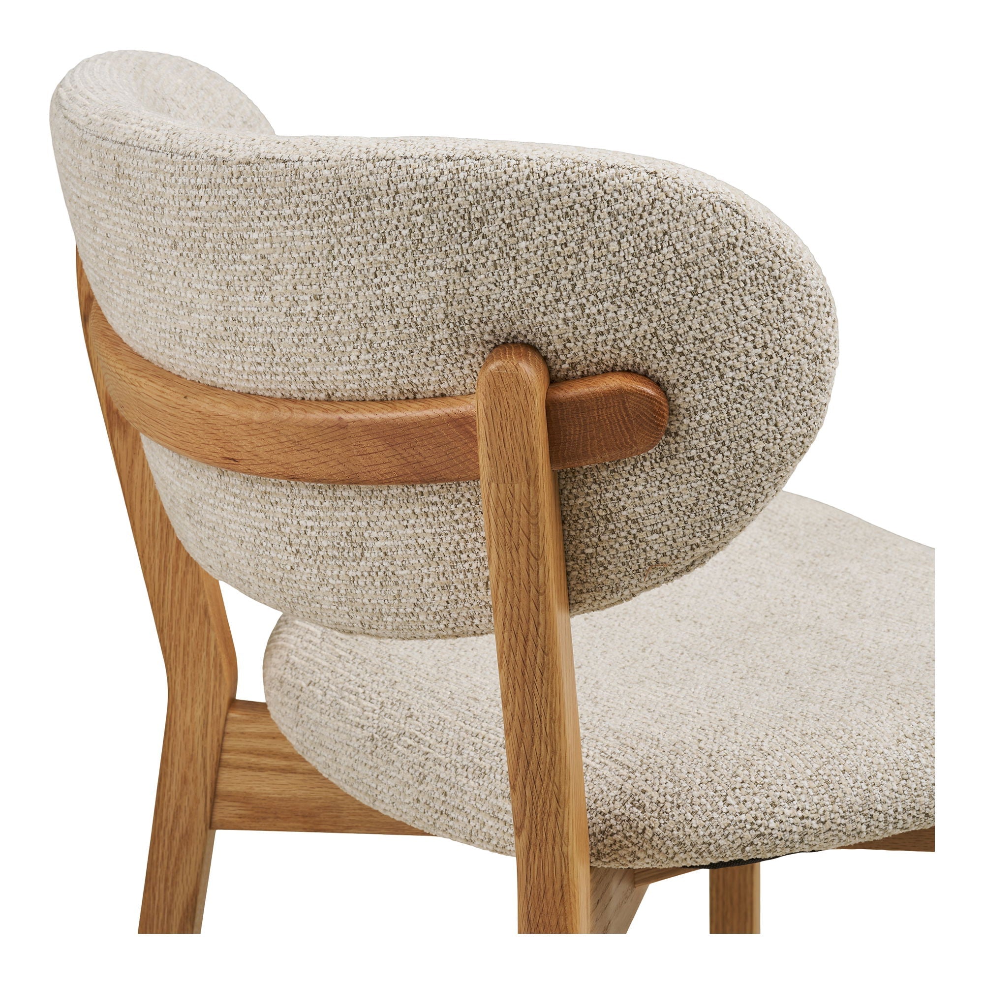 Chaise de salle à manger, bois de chêne avec assise en tissu, beige