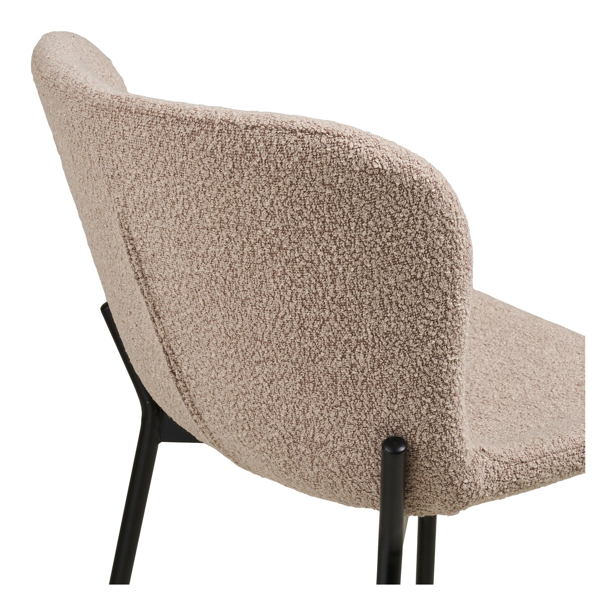Chaise de comptoir, bouclé, beige, pieds noirs