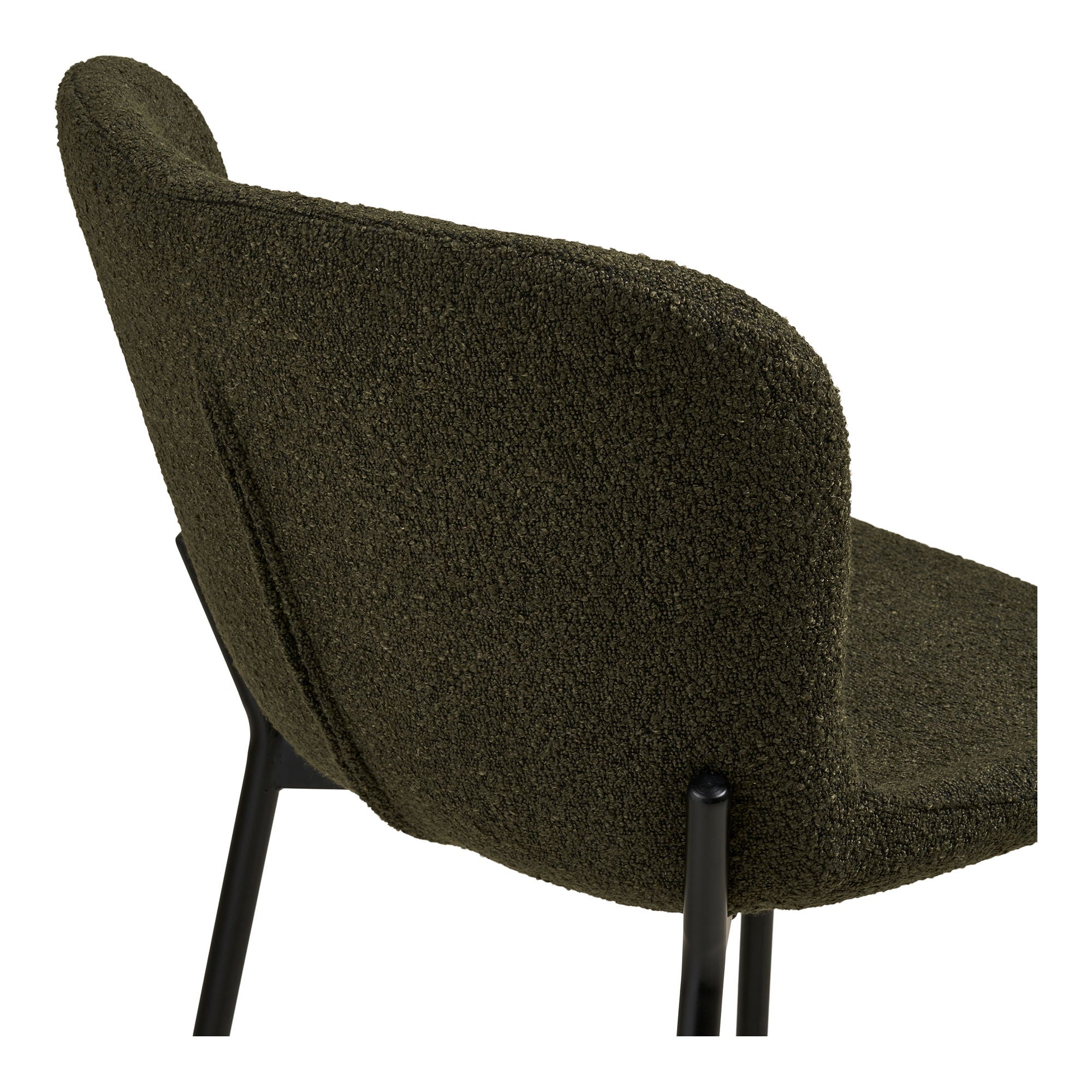 Chaise de comptoir, bouclé, vert, pieds noirs