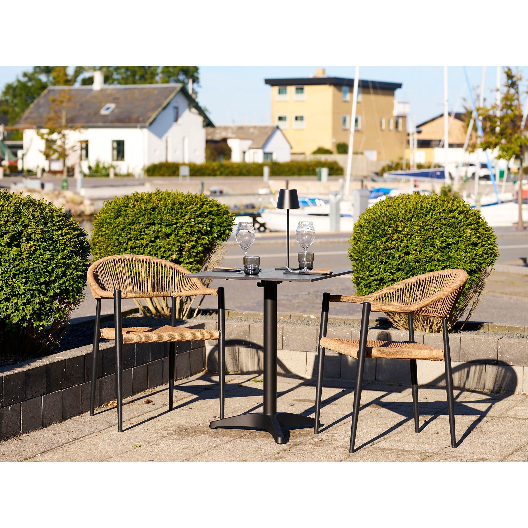 Chaise de salle à manger, naturel, cadre noir