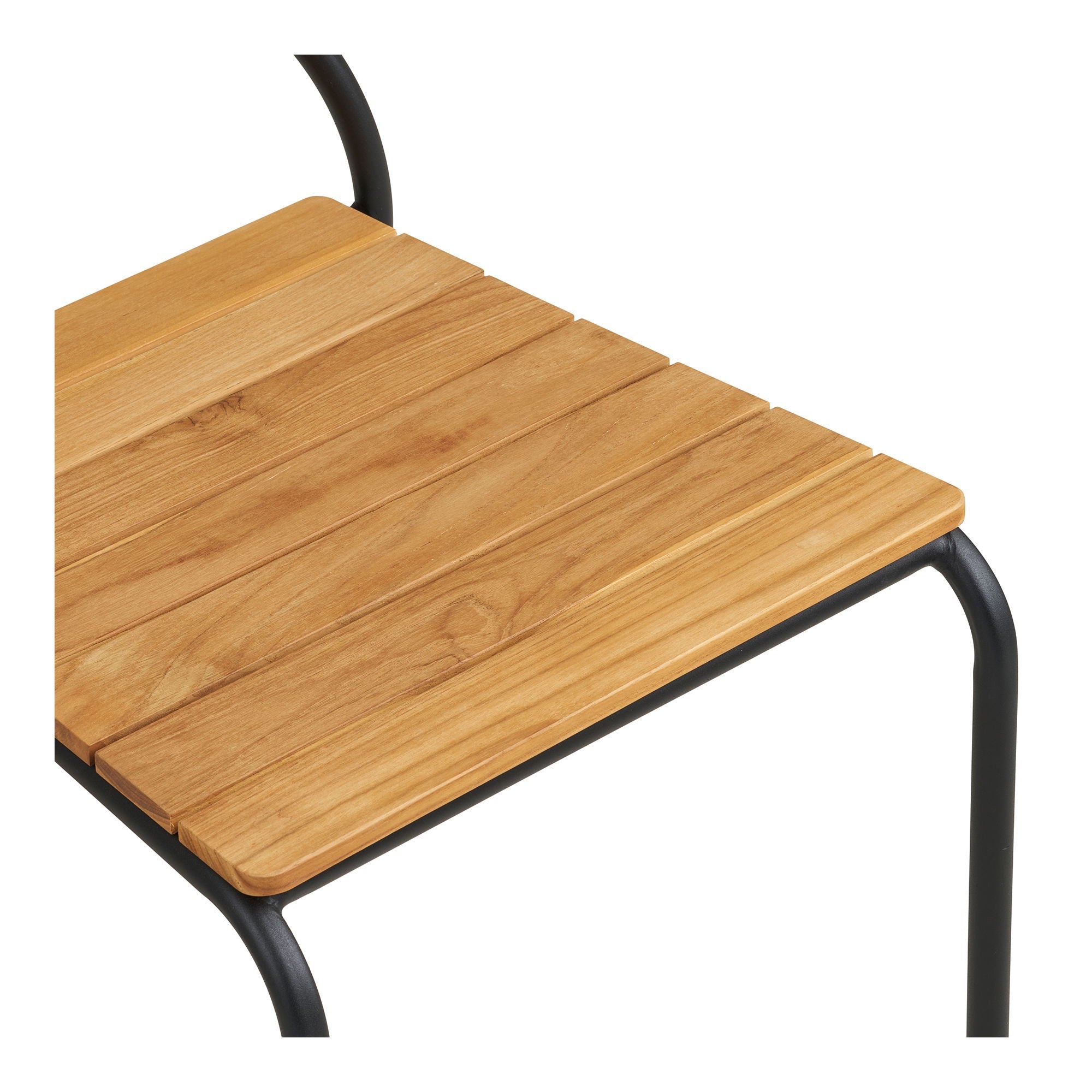 Chaise de salle à manger, teck, corde noire, pieds noirs