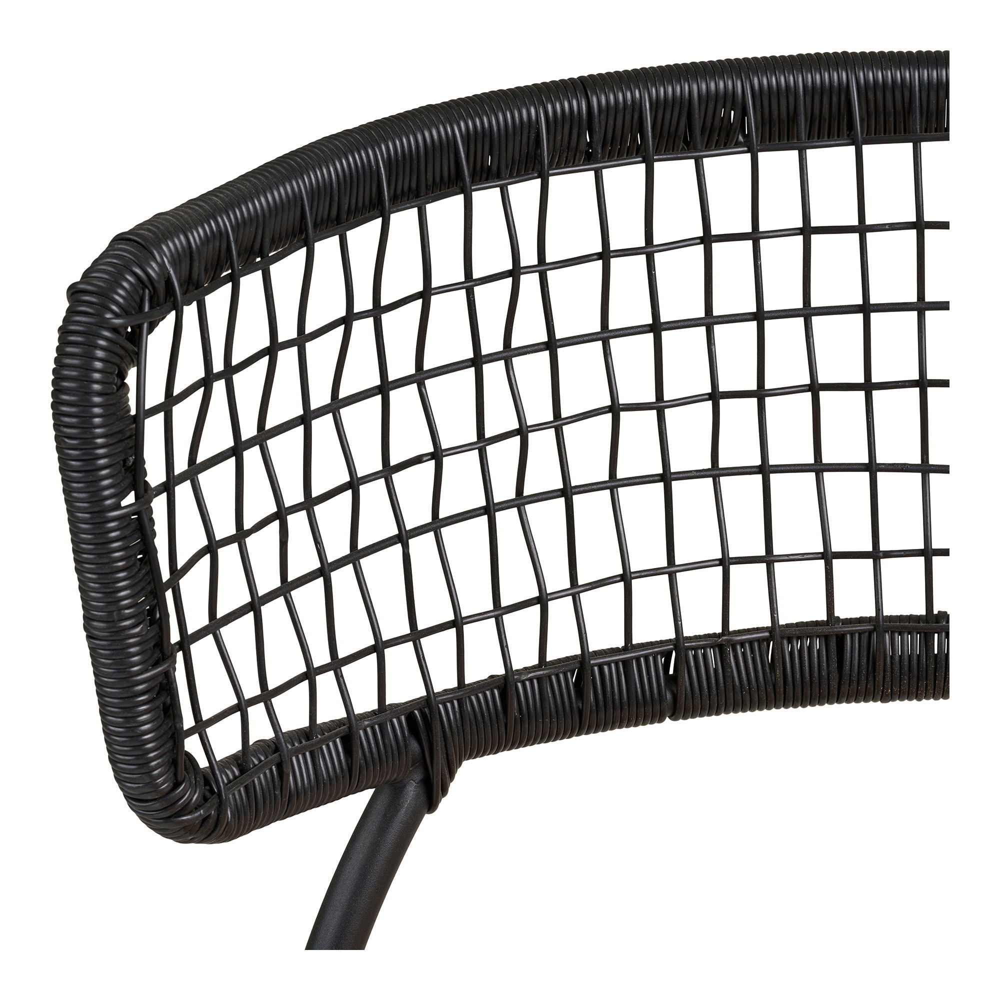 Chaise de salle à manger, teck, corde noire, pieds noirs