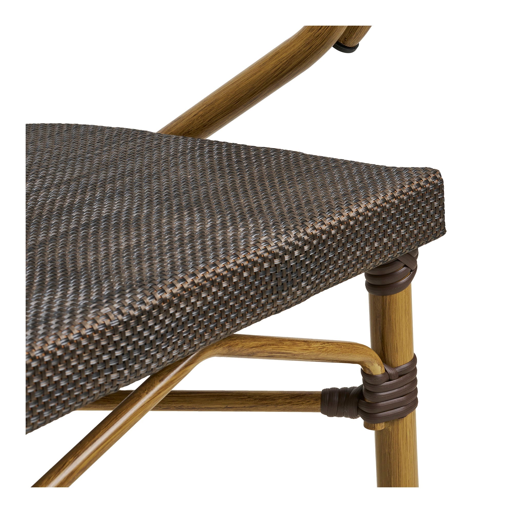 Chaise de salle à manger, marron foncé, structure effet bambou