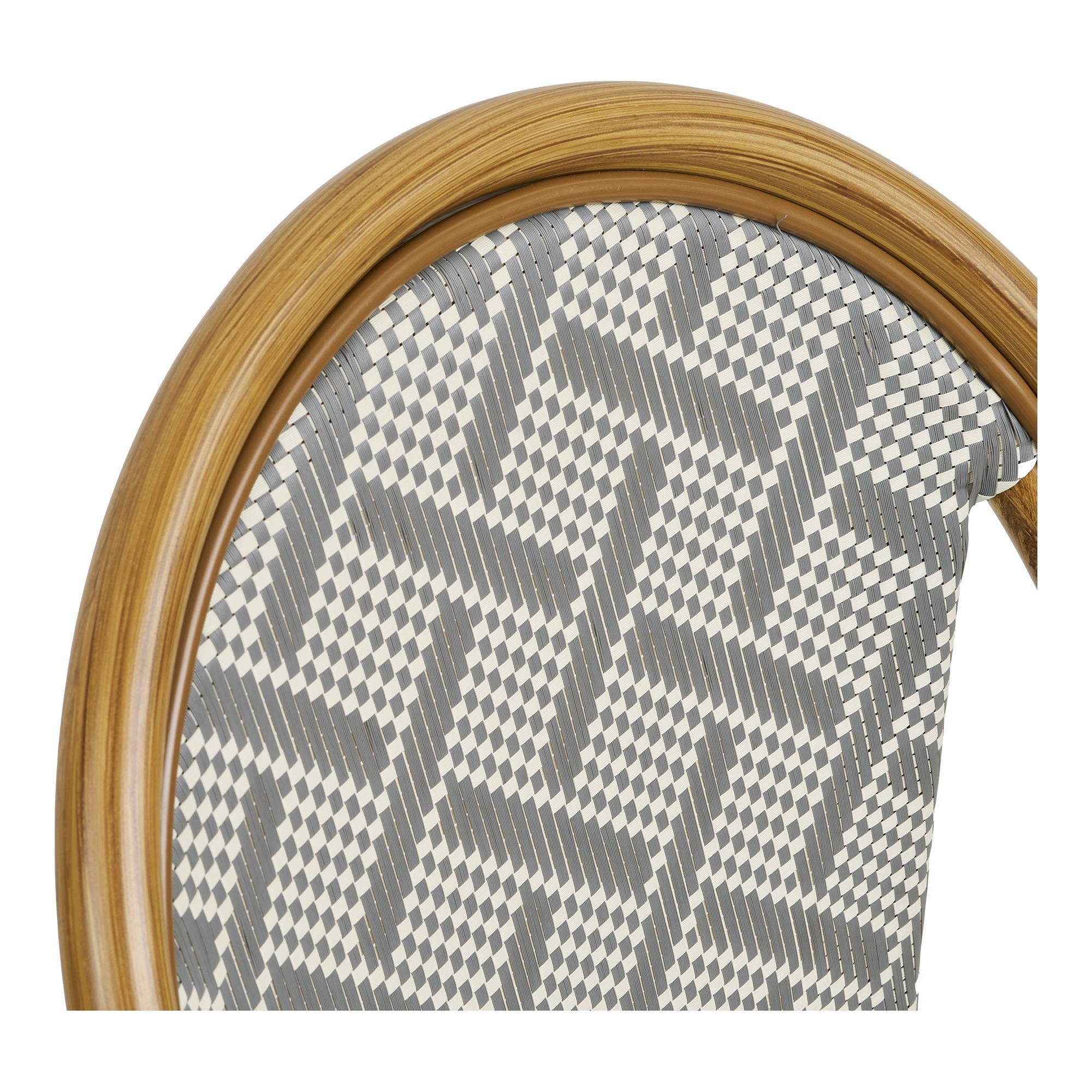 Chaise de salle à manger, blanche et grise, structure effet bambou