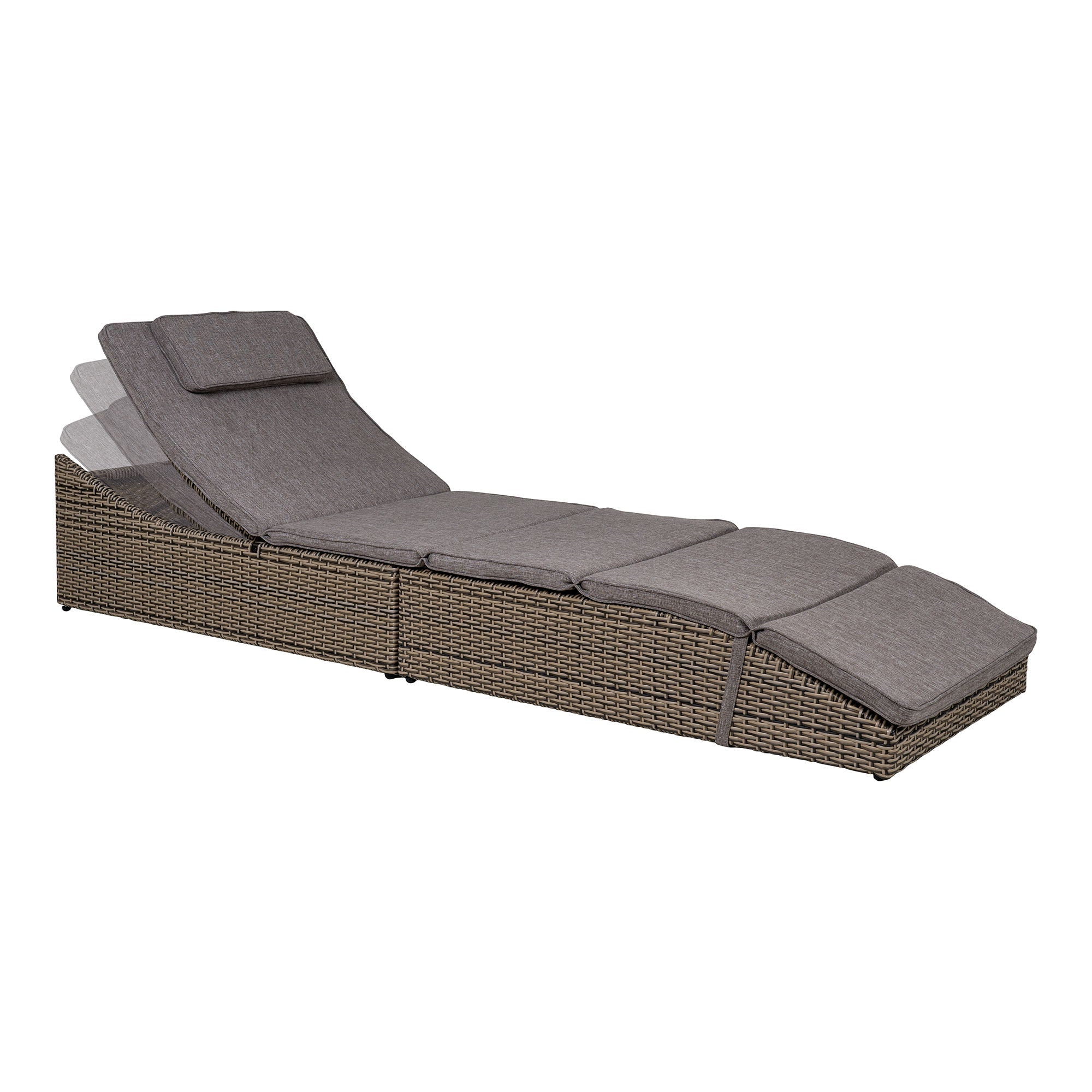 Bain de soleil, rotin synthétique, Kubu gris, coussin inclus