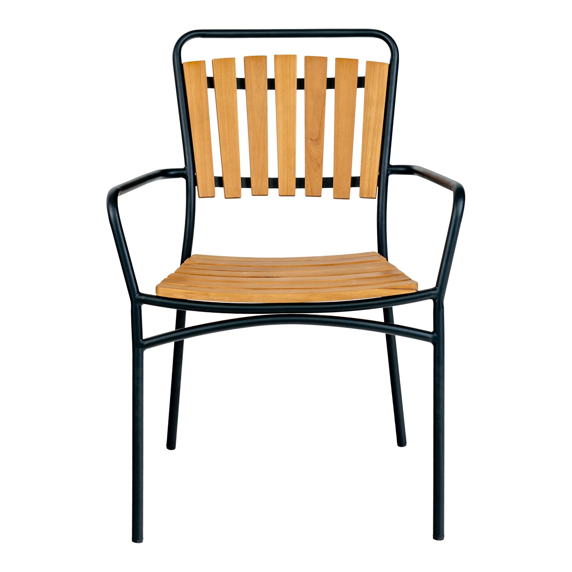 Chaise de salle à manger, teck avec cadre noir