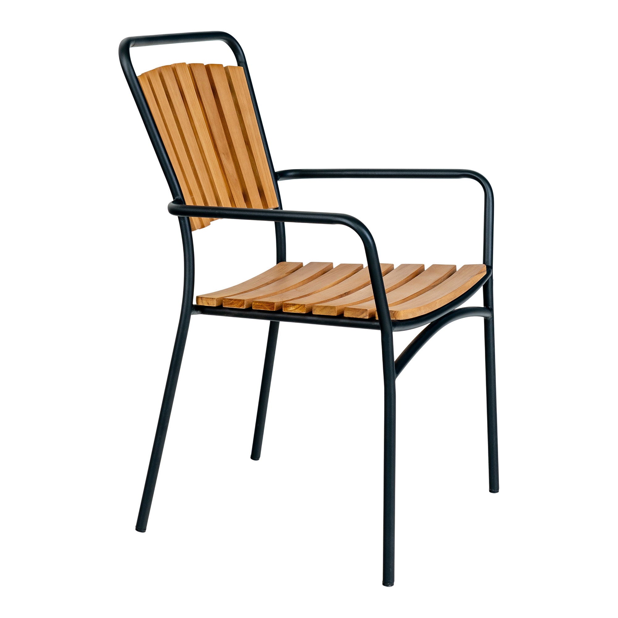 Chaise de salle à manger, teck avec cadre noir